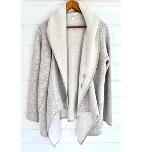 MARGARET O'LEARY St. Claire 4-Ply Cashmere Draped Open Cardigan with Hood - M